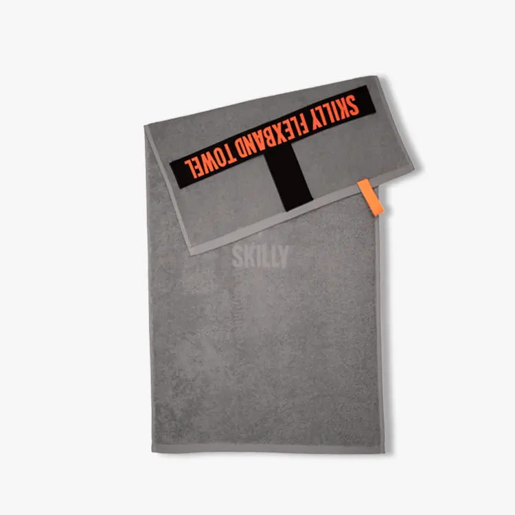 Skilly FBT100x fitness towel in grey. Non-slip gym towel for your workout. 